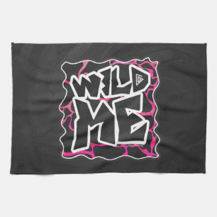 Giraffe Hot Pink and Black Print Kitchen Towel