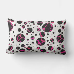 Giraffe Hot Pink and Black Print Lumbar Pillow