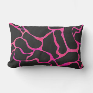 Giraffe Hot Pink and Black Print Lumbar Pillow