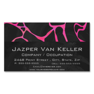 Giraffe Hot Pink and Black Print Magnetic Business Card
