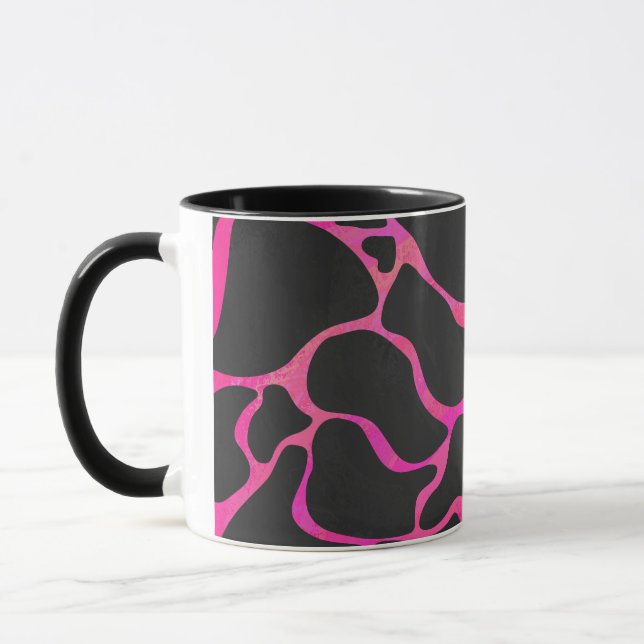 Giraffe Hot Pink and Black Print Mug (Left)