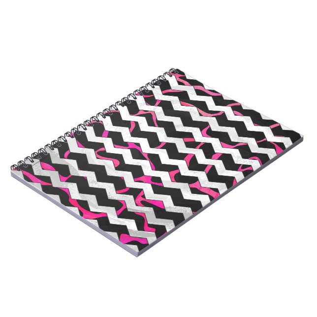 Giraffe Hot Pink and Black Print Notebook (Left Side)