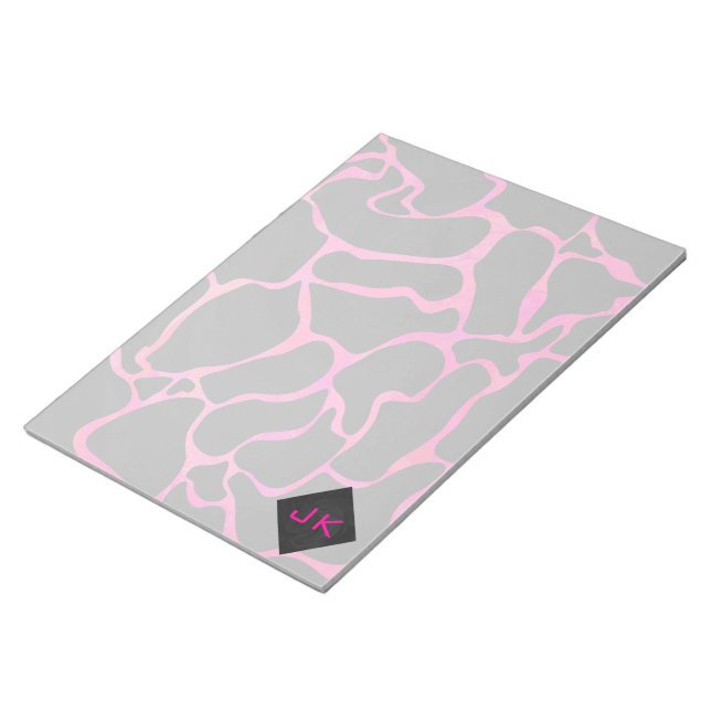 Giraffe Hot Pink and Black Print Notepad (Angled)