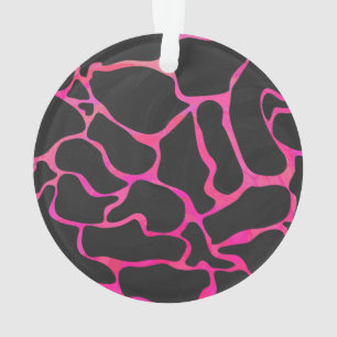 Giraffe Hot Pink and Black Print Ornament