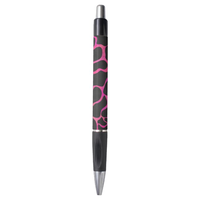 Giraffe Hot Pink and Black Print Pen (Front Vertical)