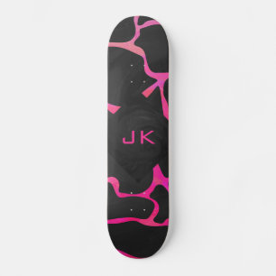 Giraffe Hot Pink and Black Print Skateboard