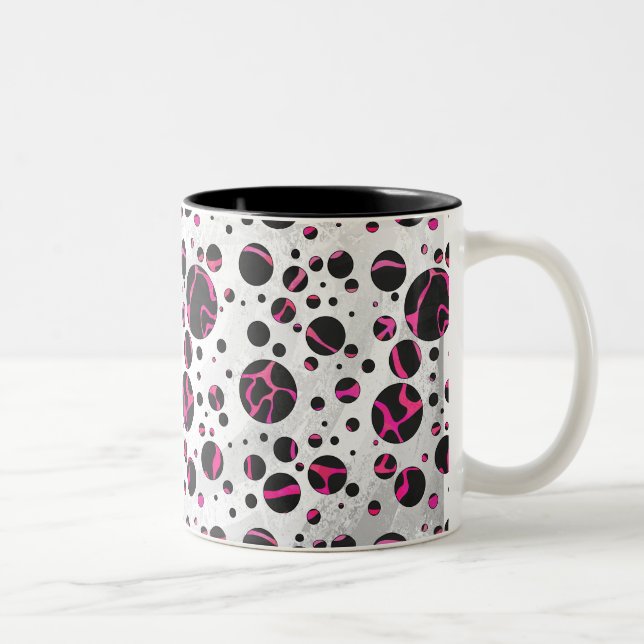 Giraffe Hot Pink and Black Print Two-Tone Coffee Mug (Right)