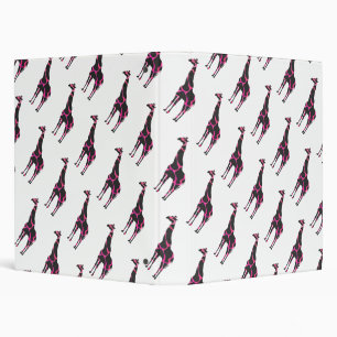 Giraffe Hot Pink and Black Silhouette Binder