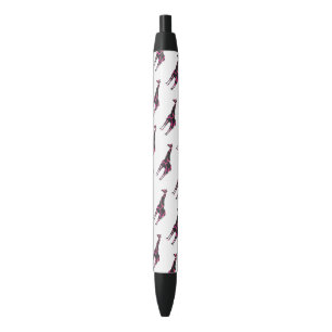 Giraffe Hot Pink and Black Silhouette Black Ink Pen