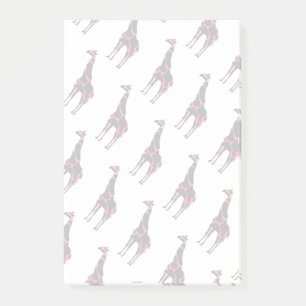 Giraffe Hot Pink and Black Silhouette Post-it Notes
