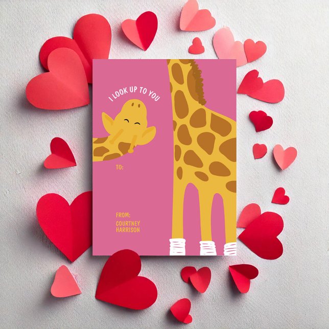 Giraffe I Look Up to You Classroom Valentine’s Day Card (Creator Uploaded)