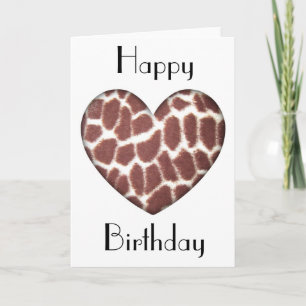 Giraffe Imprimer Coeur Carte Anniversaire