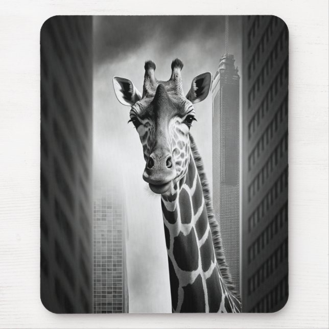 Giraffe in a Cityscape Mouse Pad (Front)