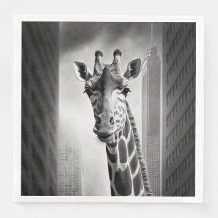 Giraffe in a Cityscape Napkin