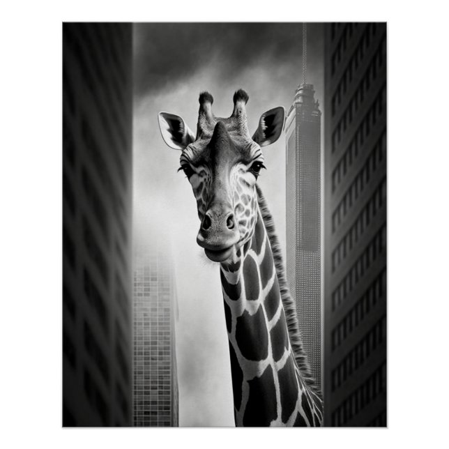 Giraffe in a Cityscape Poster (Front)