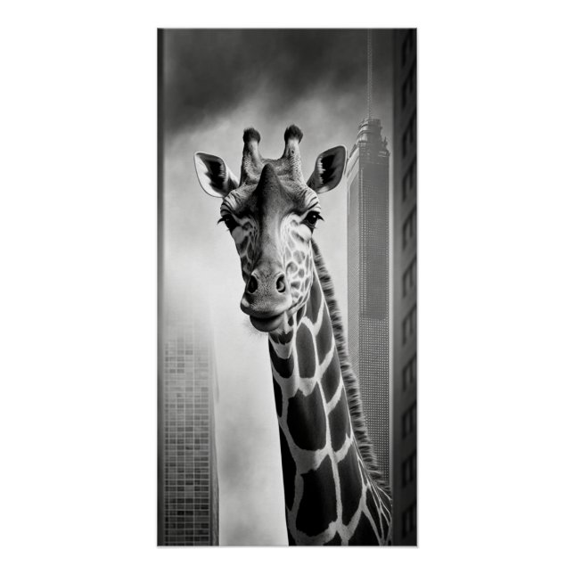 Giraffe in a Cityscape Poster (Front)