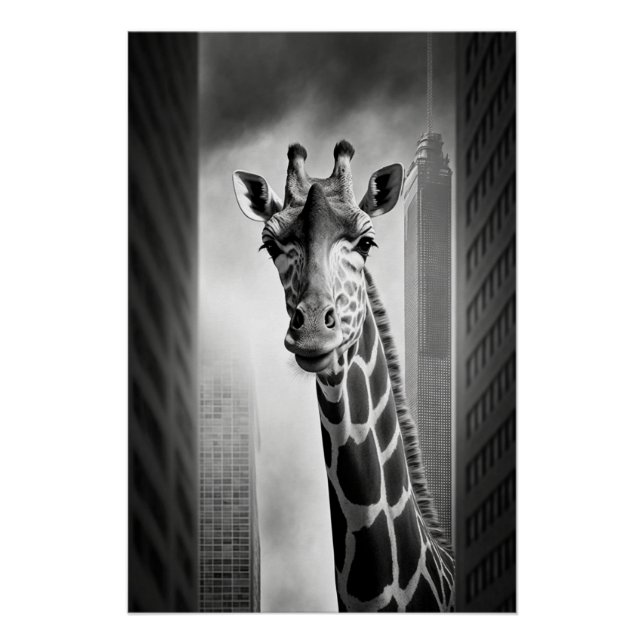 Giraffe in a Cityscape Poster (Front)