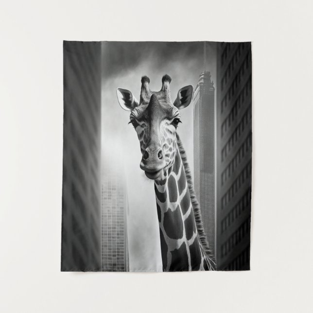 Giraffe in a Cityscape Tapestry (Front)
