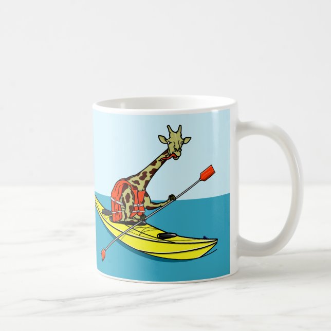 Giraffe in a kayak coffee mug (Right)