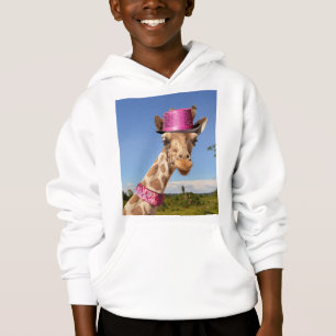 Giraffe in a sparkly pink hat