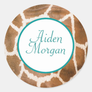 Giraffe in Blue - Customized Classic Round Sticker