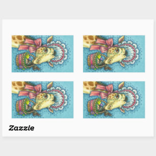 GIRAFFE IN CUTE SPRING EASTER BONNET, EGG BASKET STICKER