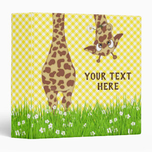Giraffe In Daisies On Gingham Binder