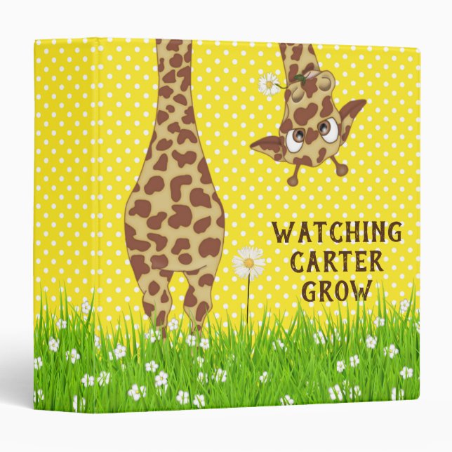 Giraffe In Daisies On Polka Dots Binder (Front/Spine)