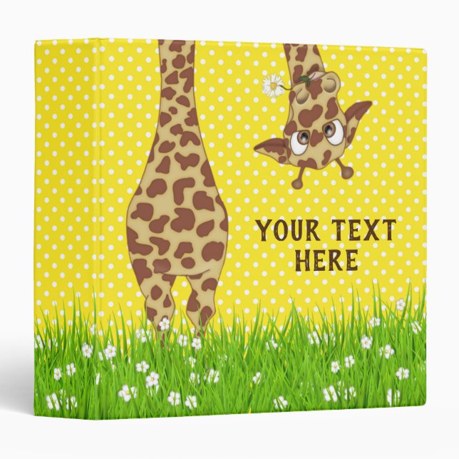 Giraffe In Daisies On Polka Dots Binder (Front/Spine)