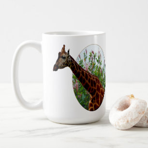 Giraffe In Hibiscus Window Popot Art, Coffee Mug