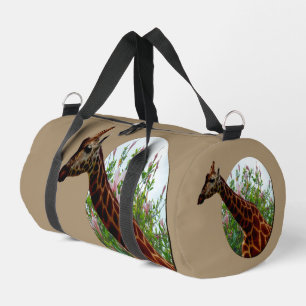 Giraffe In Hibiscus Window Popot Art, Duffle Bag