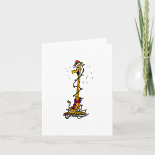 Giraffe in lights on sled holiday card