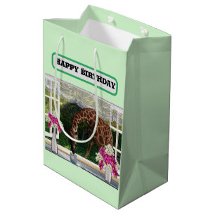 Giraffe In My Window, Birthday Medium Gift Bag