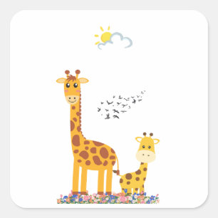giraffe in nature square sticker