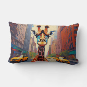 Giraffe in NYC  Lumbar Pillow