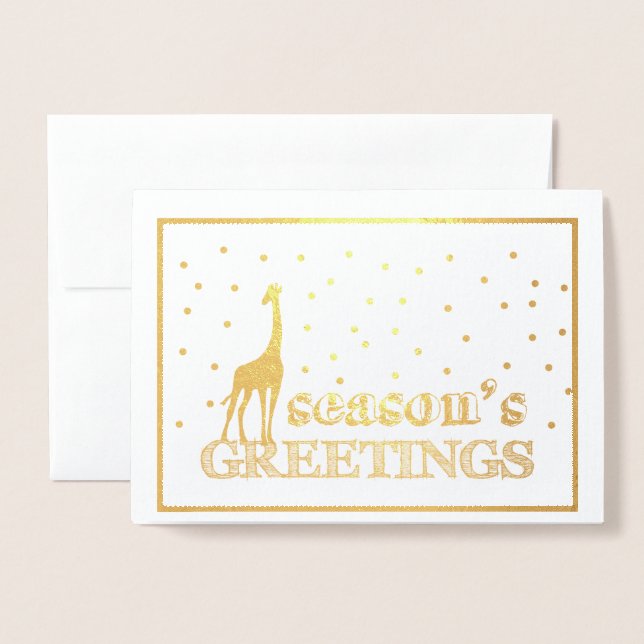 Giraffe In Snow Christmas Card (Front With Envelope)