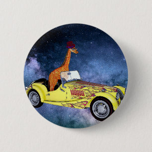 Giraffe in space Badge 2 Inch Round Button