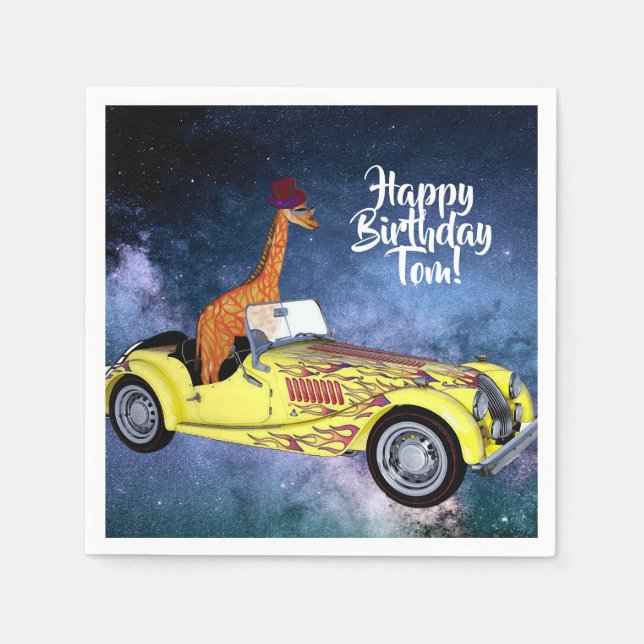 Giraffe in Space  Cocktail Paper Napkins (Front)