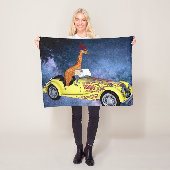 Giraffe in Space  Fleece Blanket (In Situ)