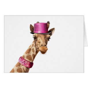 Giraffe in sparkly pink hat