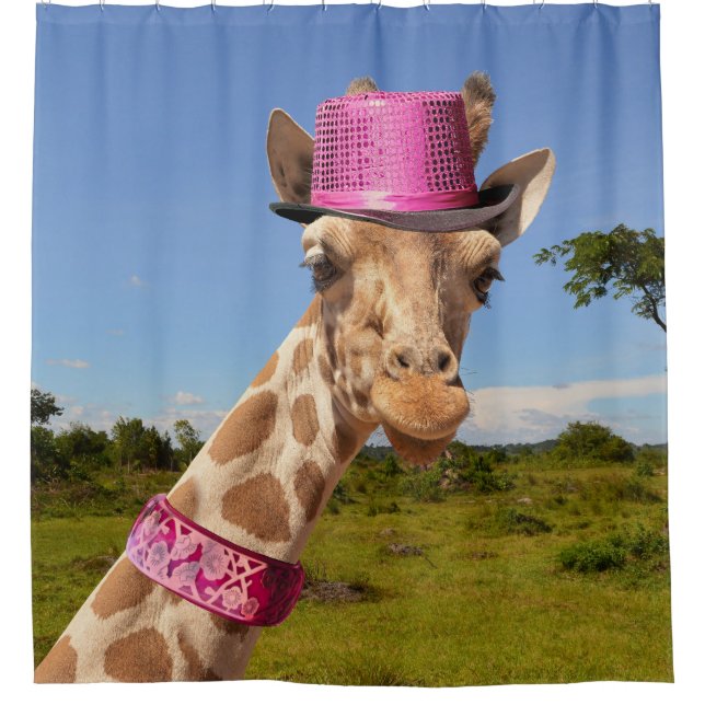 Giraffe in sparkly pink hat (Front)