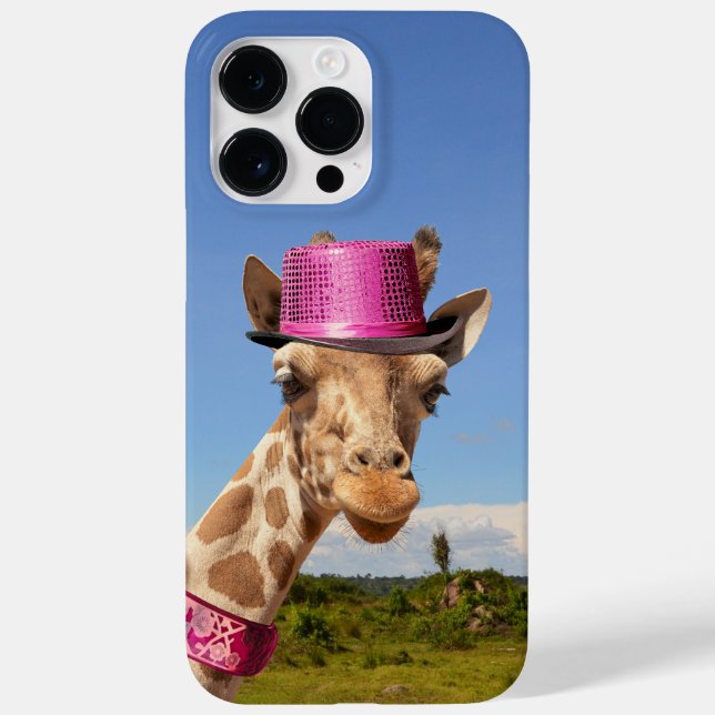 Giraffe in sparkly pink hat Case-Mate iPhone case (Back)