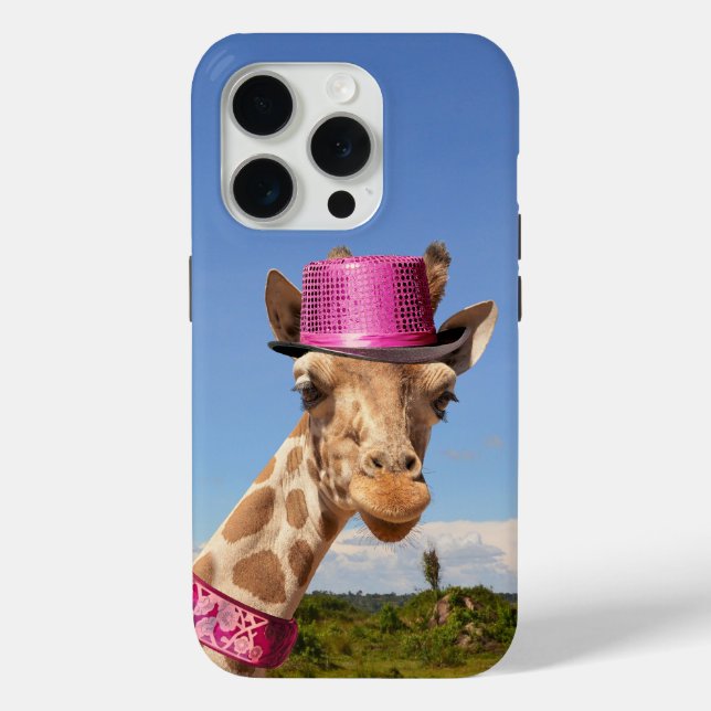 Giraffe in sparkly pink hat Case-Mate iPhone case (Back)