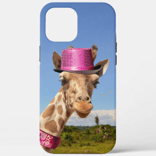 Giraffe in sparkly pink hat iPhone 12 pro max case