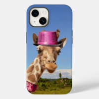 Giraffe in sparkly pink hat