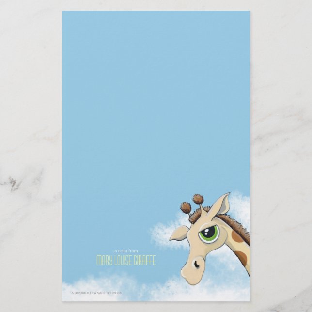 Giraffe in the Clouds Personalizable Note Paper (Front)