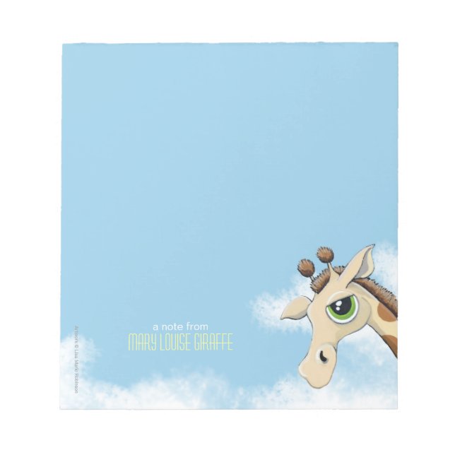 Giraffe in the Clouds Personalizable Small Notepad (Front)