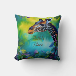 Giraffe in the trees throw pillow