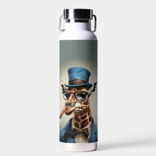 Giraffe in top hat and jacket water bottle