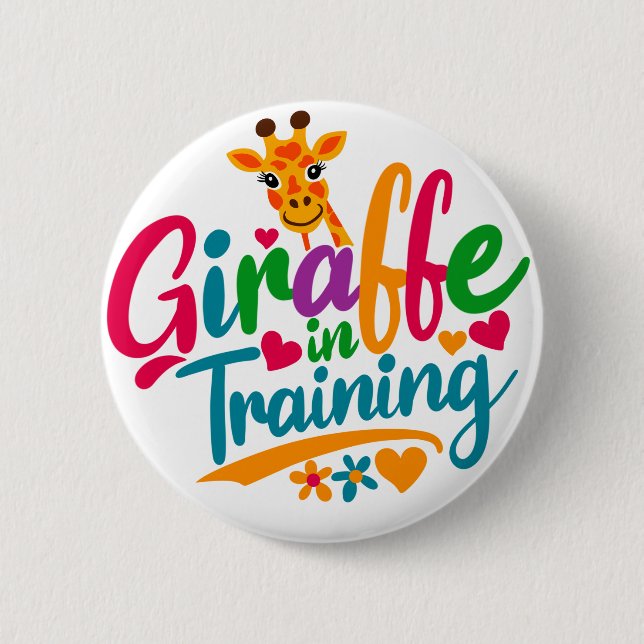 “Giraffe in Training” V2 2 Inch Round Button (Front)